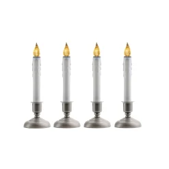 CC Christmas Decor Set Of 4 White Battery Operated Led Christmas Candle Lamps With Sensors 9"