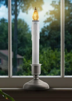 CC Christmas Decor Set Of 4 White Battery Operated Led Christmas Candle Lamps With Sensors 9"