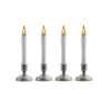 CC Christmas Decor Set Of 4 White Cape Cod Led Christmas Candle Lamps With Timer 9"