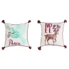 Pillows & Throws*Contemporary Home Living Set Of 2 White Dove And Deer Square Christmas Throw Pillows 16"