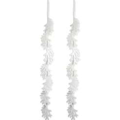 Specialty Garland*Contemporary Home Living Set Of 2 White Hanging Foam Garland Leaves 51"