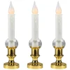 Northlight Set Of 3 White Led C5 Flickering Window Christmas Candle Lamps With Timer 8.5"