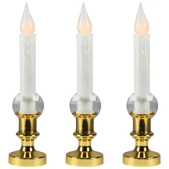 Northlight Set Of 3 White Led C5 Flickering Window Christmas Candle Lamps With Timer 8.5"