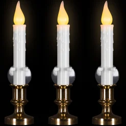Northlight Set Of 3 White Led C5 Flickering Window Christmas Candle Lamps With Timer 8.5