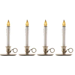 CC Christmas Decor Set Of 4 White Led Christmas Williamsburg Candle Lamps With Sensor 9"