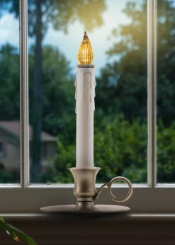 CC Christmas Decor Set Of 4 White Led Christmas Williamsburg Candle Lamps With Sensor 9"