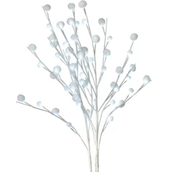 Sprays, Branches & Picks*Midwest Set Of 3 White Led Lighted Snowball Christmas Sprays 30"