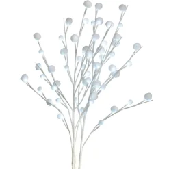 Sprays, Branches & Picks*Midwest Set Of 3 White Led Lighted Snowball Christmas Sprays 30"