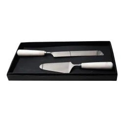 BIDK Home Set Of 2 White Marble Cake Serving Set 11.5''