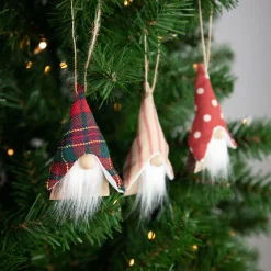 Northlight Fantasy & Sci Fi>Set Of 3 Wooden Gnomes Christmas Ornaments 4"