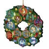 Designocracy Entertainment>Set Of 2 Wreath With 12 Days Of Christmas Wooden Ornaments 5.5"