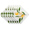 Contemporary Home Living Set Of 6 Yellow And White Lemon Bliss Printed Square Napkins 20"
