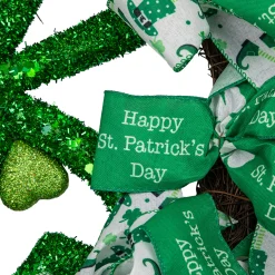 Northlight Shamrocks And Ribbons St. Patrick's Day Wreath, 24-Inch, Unlit