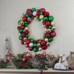 Shatterproof Ball Wreaths*Northlight Shatterproof Ball 2-Finish Traditional Colors Christmas Wreath, 36-Inch, Unlit