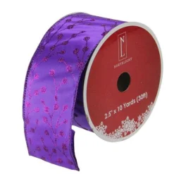 Ribbon*Northlight Shimmering Purple Tree Wired Christmas Craft Ribbon 2.5" X 10 Yards
