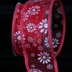 The Ribbon People Shimmering Red Flower Wired Craft Ribbon 2.5" X 40 Yards