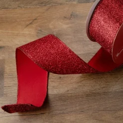 Ribbon*Northlight Shimmering Red Solid Christmas Wired Craft Ribbon 2.5" X 16 Yards