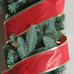 Ribbon*Northlight Shiny Red And Gold Striped Wired Christmas Craft Ribbon 2.5