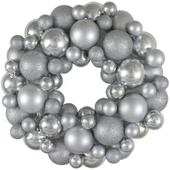 Shatterproof Ball Wreaths*Northlight Silver Splendor 3-Finish Shatterproof Ball Christmas Wreath, 13-Inch