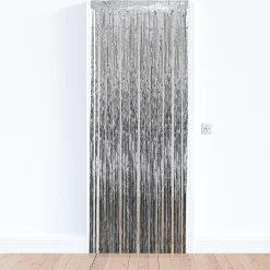 Northlight Silver Tinsel Christmas Window Or Door Curtain 3' X 8'