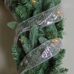 Ribbon*Northlight Silver Wired Christmas Words Craft Ribbon 2.5