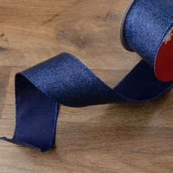 Ribbon*Northlight Sparkly Blue Solid Christmas Wired Craft Ribbon 2.5" X 16 Yards