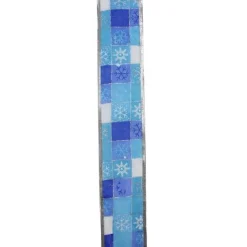 Ribbon*Northlight Squares Of Blue Snowflake Wired Christmas Craft Ribbon 2.5" X 10 Yards