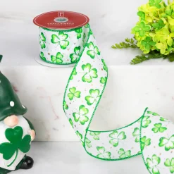Northlight St. Patrick's Day Shamrock Wired Spring Craft Ribbon 2.5" X 10 Yards