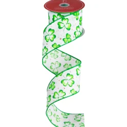 Northlight St. Patrick's Day Shamrock Wired Spring Craft Ribbon 2.5" X 10 Yards