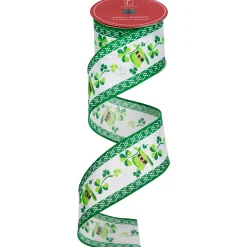 Northlight St. Patrick's Day Shamrock And Hat Wired Spring Craft Ribbon 2.5" X 10 Yards