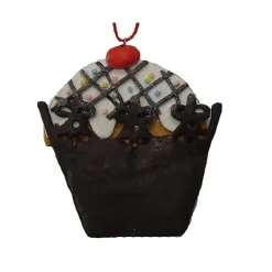 Roman Food & Beverage>Sweet Memories Brown Cupcake With Cherry On Top Christmas Ornament