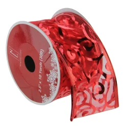 Ribbon*Northlight Swirls Of Red Christmas Wired Craft Ribbon 2.5" X 10 Yards