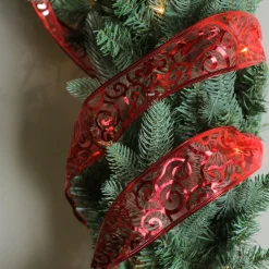 Ribbon*Northlight Swirls Of Red Christmas Wired Craft Ribbon 2.5