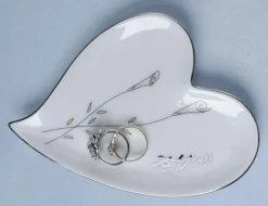 Roman 25Th Silver Wedding Anniversary Heart Shaped Ring Holder #11082
