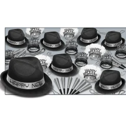 Beistle The Black And Silver Party Kit Assortment For 50 People For New Year's Eve