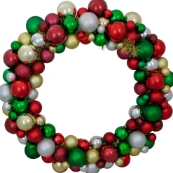 Shatterproof Ball Wreaths*Northlight Traditional Colors 2-Finish Shatterproof Ball Christmas Wreath, 36-Inch