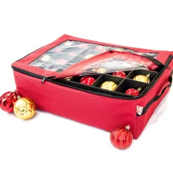 Northlight Ornament Storage>2-Tray Red Christmas Ornament Storage Bag - Holds Up To 48 Ornaments