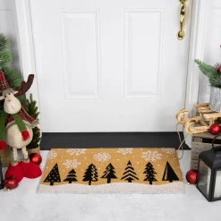 Wall & Door Decorations*Northlight Trees And Snowflakes Natural Coir Christmas Outdoor Doormat 18" X 30"