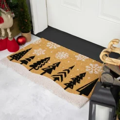 Wall & Door Decorations*Northlight Trees And Snowflakes Natural Coir Christmas Outdoor Doormat 18