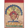 Contemporary Home Living Turkey Giving Flowers "Happy Thanksgiving" Double Applique Garden Flag 18" X 13"