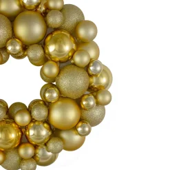 Shatterproof Ball Wreaths*Northlight Vegas Gold 3-Finish Shatterproof Ball Christmas Wreath, 13-Inch