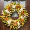 Northlight White And Orange Hydrangea Artificial Fall Harvest Twig Wreath, 28-Inch, Unlit