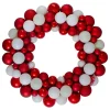 Shatterproof Ball Wreaths*Northlight White And Red 3-Finish Shatterproof Ball Christmas Wreath - 24-Inch, Unlit