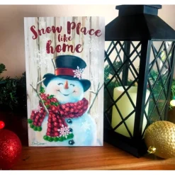 Signs & Plaques*Glow Decor White And Red Snowman Printed Rectangular Christmas Wall Sign With Rope Hanger 10" X 6"