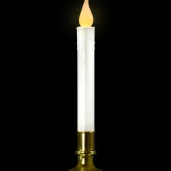 Northlight White Led Flickering Christmas Candle Lamp With Brass Base - 9 Inch