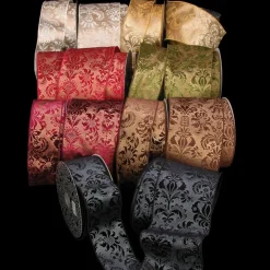 The Ribbon People Wine Red Shiny Floral Wired Craft Ribbon 3" X 20 Yards