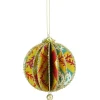 Midwest Balls>Yellow And Red Floral Sliced Christmas Ball Ornament 4" (100Mm)