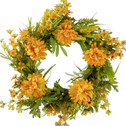 Northlight Yellow Peony Artificial Fall Harvest Twig Wreath, 24-Inch, Unlit