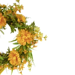 Northlight Yellow Peony Artificial Fall Harvest Twig Wreath, 24-Inch, Unlit